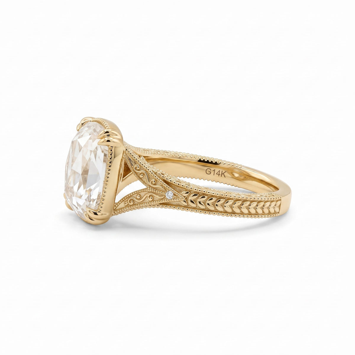 Solitaire Cathedral- 1.8 CT Cushion Lab Grown Diamond Wedding Band