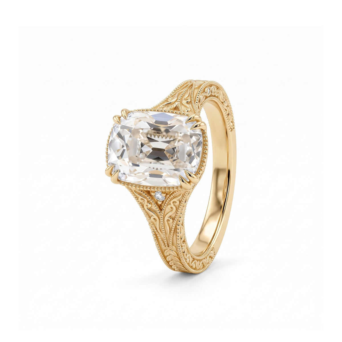 Solitaire Cathedral- 1.8 CT Cushion Lab Grown Diamond Wedding Band