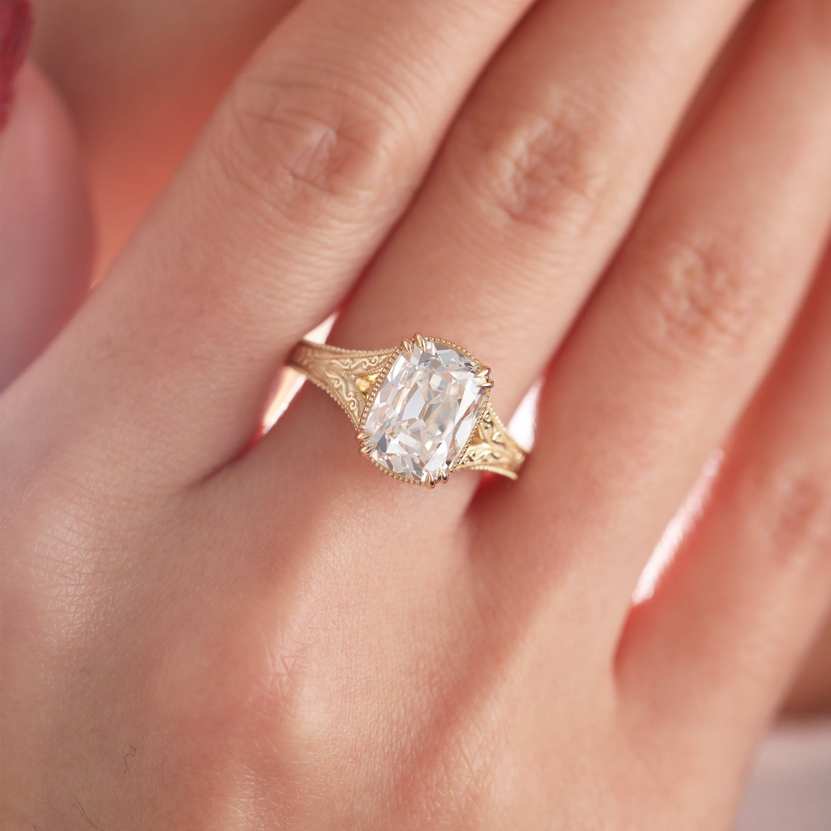 Solitaire Cathedral- 1.8 CT Cushion Lab Grown Diamond Wedding Band