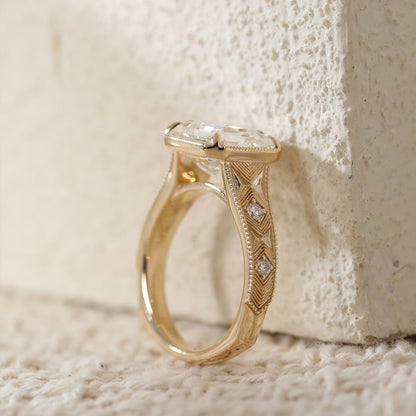 Solitaire Cathedral- 1.8 CT Cushion Lab Grown Diamond Wedding Band
