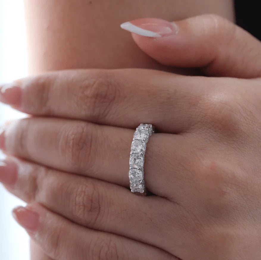 Solitaire Cathedral- 1.8 CT Cushion Lab Grown Diamond Wedding Band