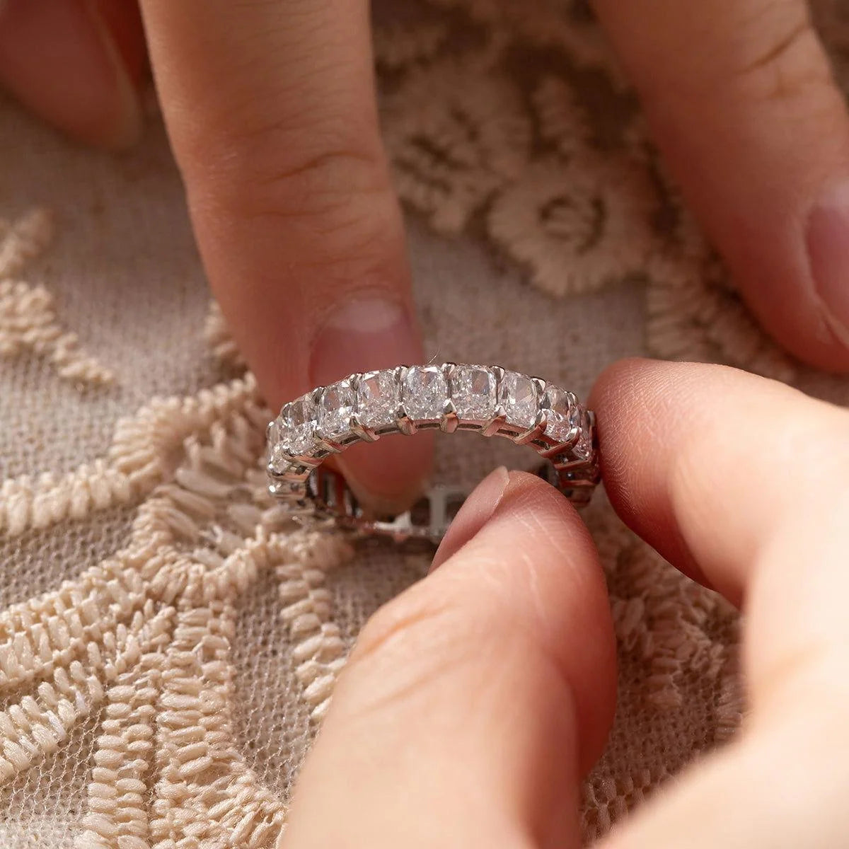 Solitaire Cathedral- 1.8 CT Cushion Lab Grown Diamond Wedding Band