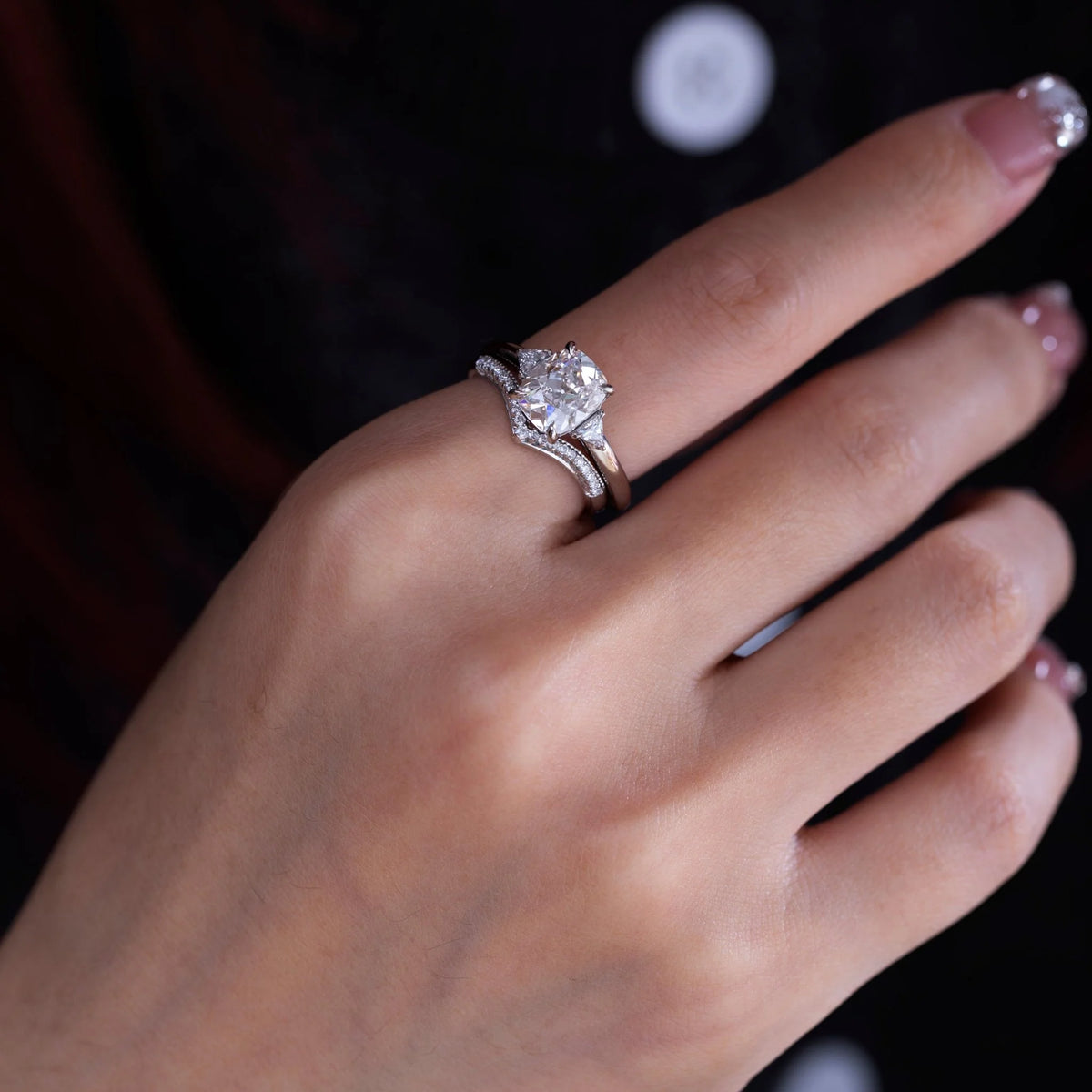 Solitaire Cathedral- 1.8 CT Cushion Lab Grown Diamond Wedding Band