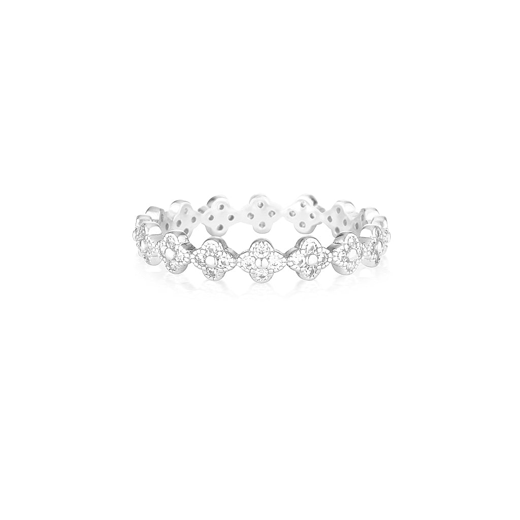 Radiant 0.20 TCW Round Lab-Grown Diamond Floral Eternity Band