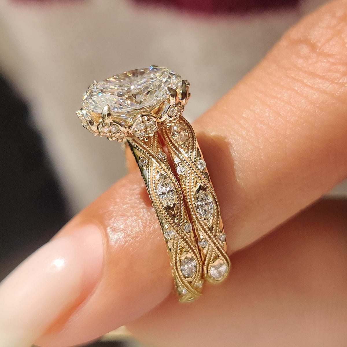 Solitaire Cathedral- 1.8 CT Cushion Lab Grown Diamond Wedding Band