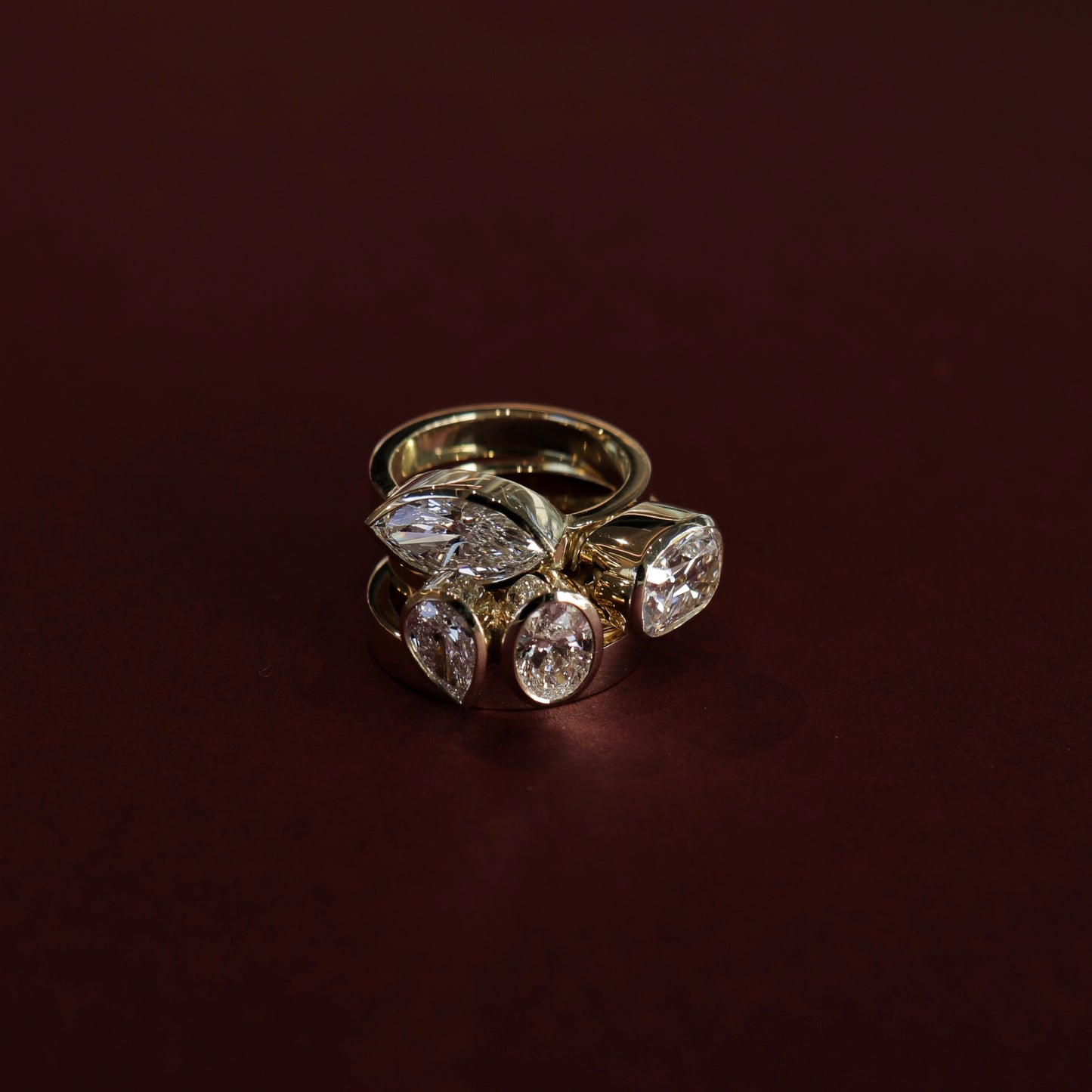 East West Solitaire Bezel- 2.0 CT Marquise Moissanite Engagement Ring