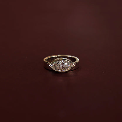 East West Solitaire Bezel- 2.0 CT Marquise Moissanite Engagement Ring