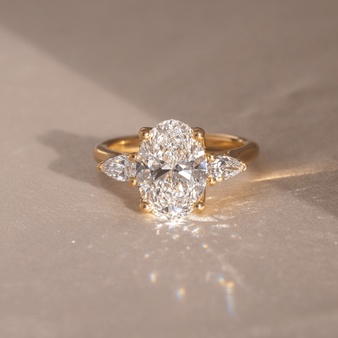 Three Stone-Oval Cut Lab Grown Diamond Engagement Ring