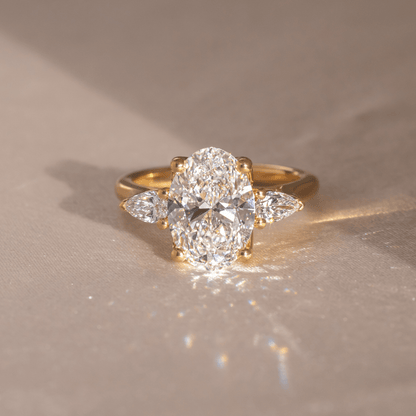 Three Stone-Oval Cut Lab Grown Diamond Engagement Ring