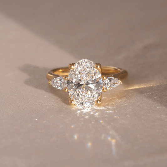 Three Stone-Oval Cut Lab Grown Diamond Engagement Ring