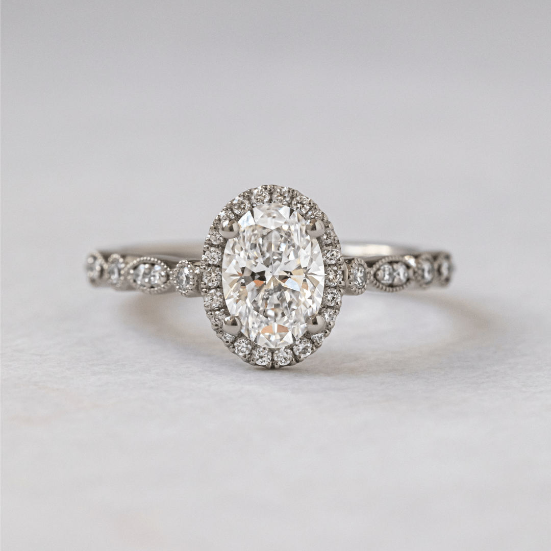 Halo & Pave-Oval Lab Grown Diamond Engagement Ring