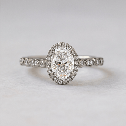 Halo & Pave-Oval Lab Grown Diamond Engagement Ring