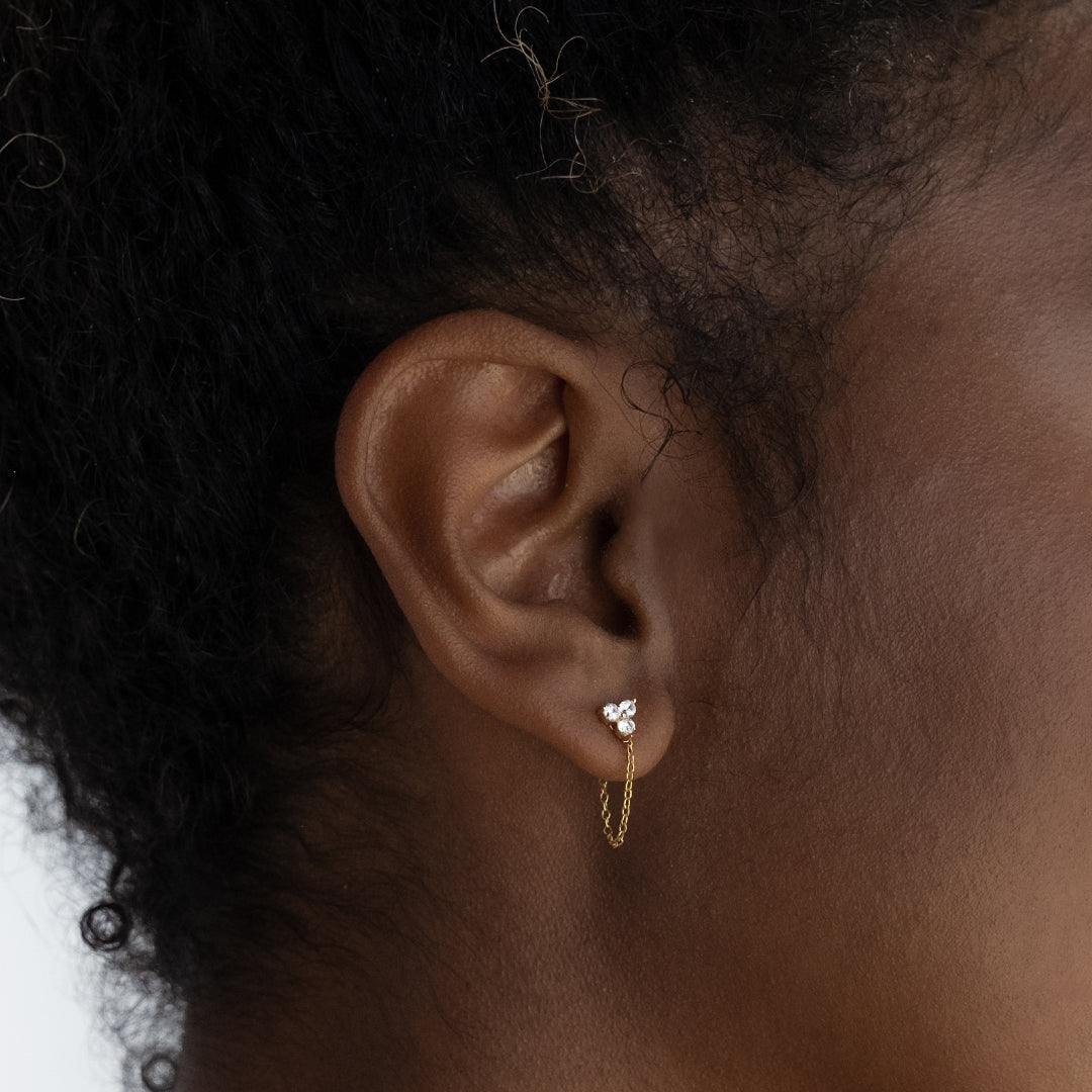 0.10 Carat Round Lab Grown Diamond Dangle Climber Earrings 5