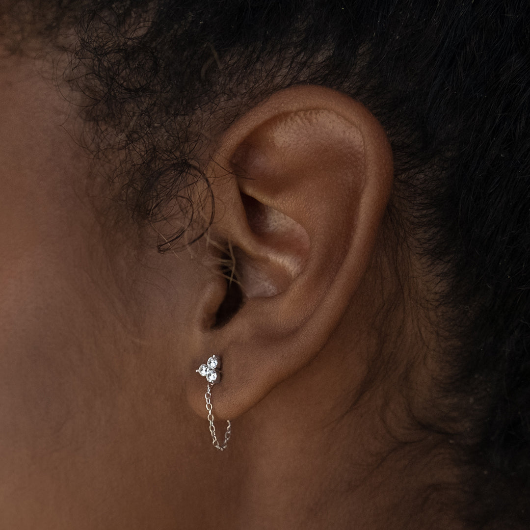 0.10 Carat Round Lab Grown Diamond Dangle Climber Earrings 11