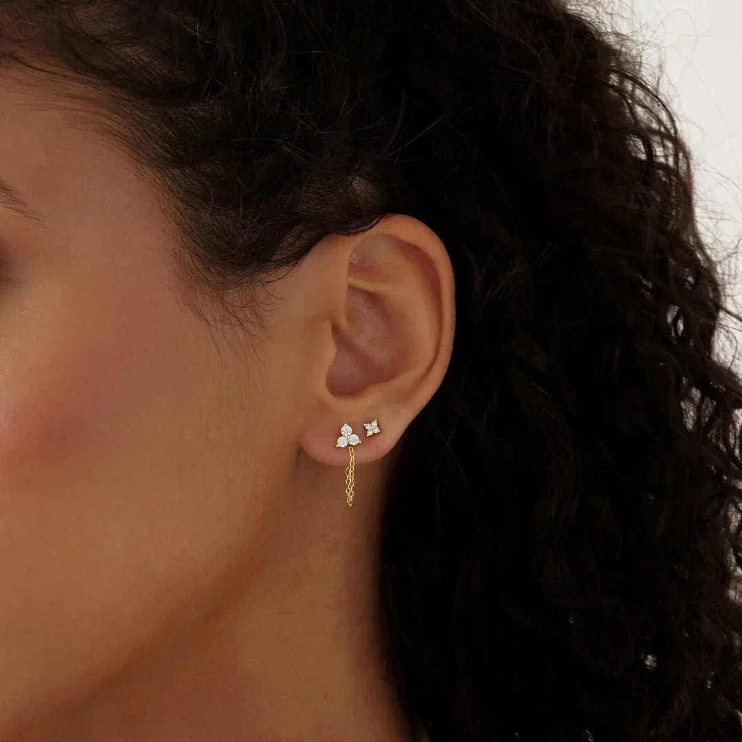 0.10 Carat Round Lab Grown Diamond Dangle Climber Earrings 17