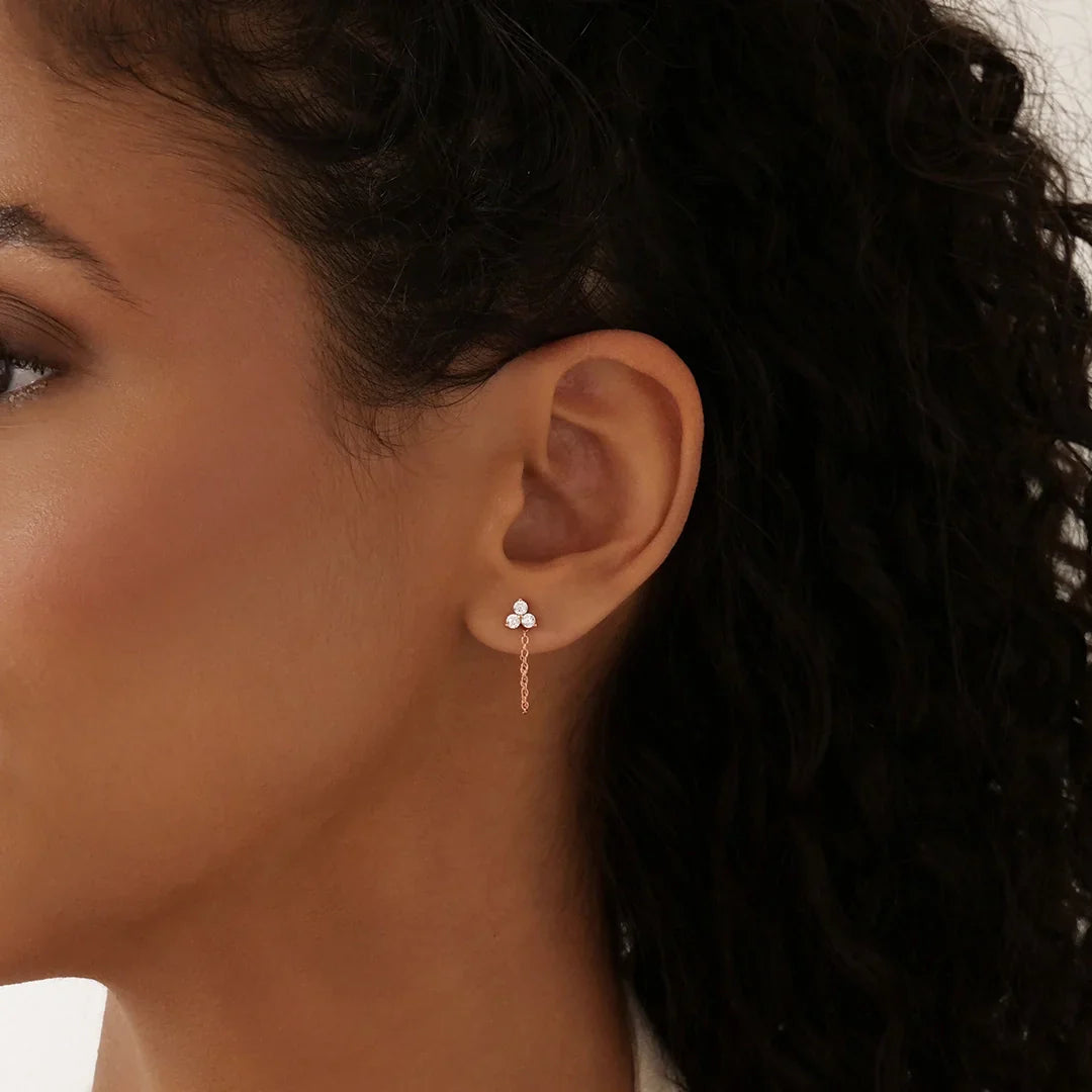 0.10 Carat Round Lab Grown Diamond Dangle Climber Earrings 18