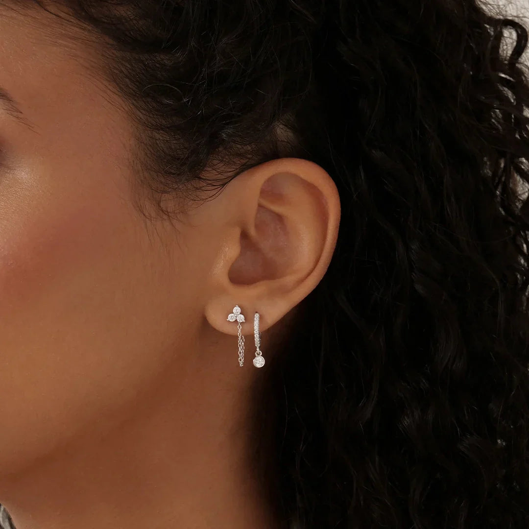 0.10 Carat Round Lab Grown Diamond Dangle Climber Earrings 20