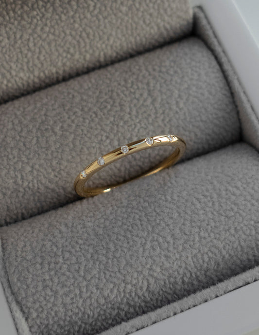 Flush Setting | Stackable Ring- 0.02 CT Round Moissanite Wedding Band