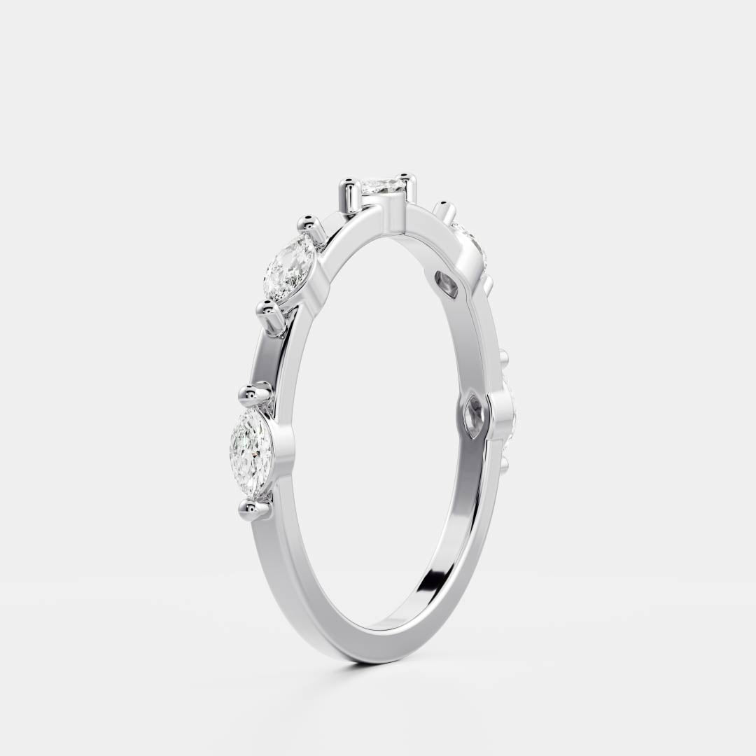 Half Eternity- 0.20 CT Oval Moissanite Wedding Band