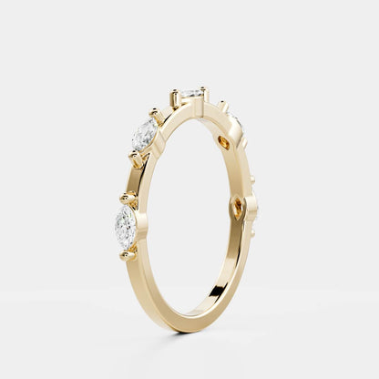 Half Eternity- 0.20 CT Oval Moissanite Wedding Band