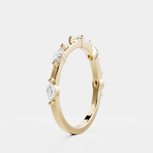 Half Eternity- 0.20 CT Oval Moissanite Wedding Band