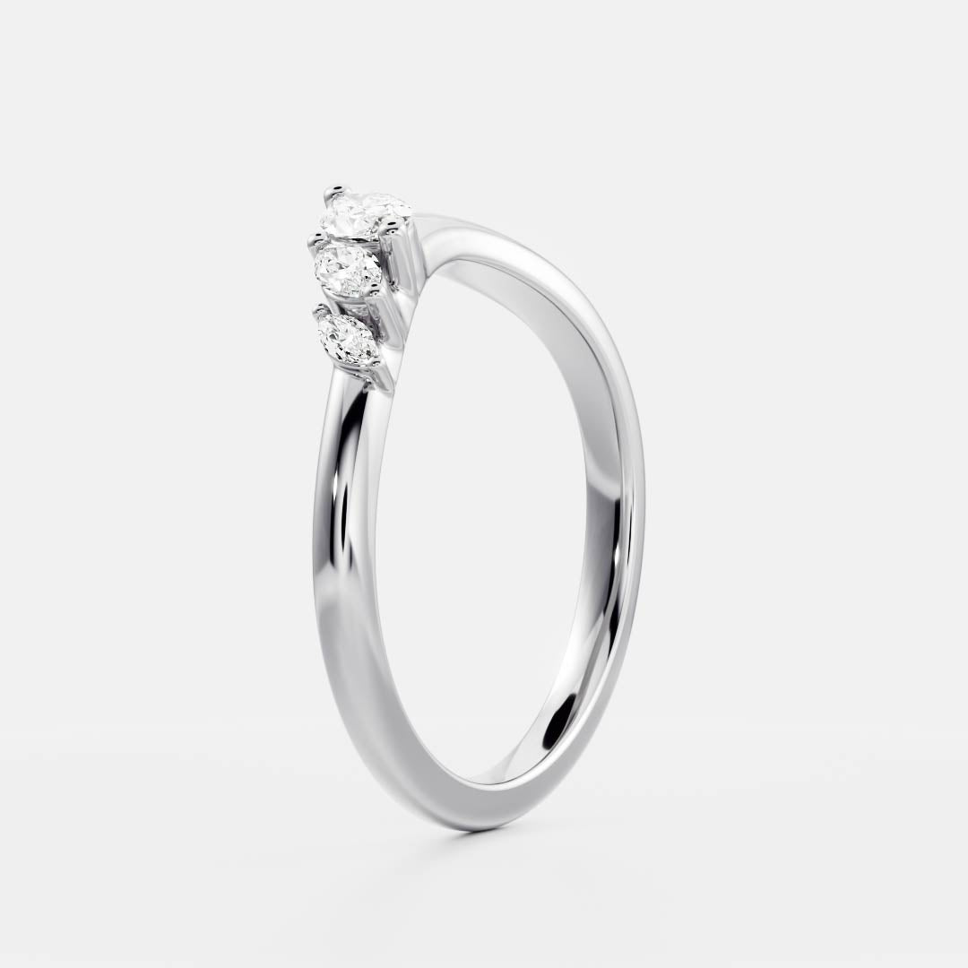 Half Eternity- 0.20 CT Oval Moissanite Wedding Band