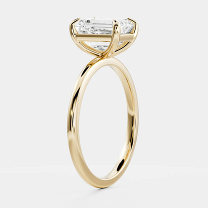 Solitaire- 2.2 CT Emerald Moissanite Engagement Ring
