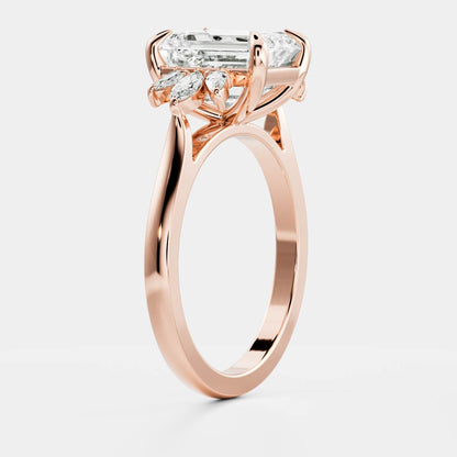 Cluster- 2.1 CT Emerald Moissanite Engagement Ring