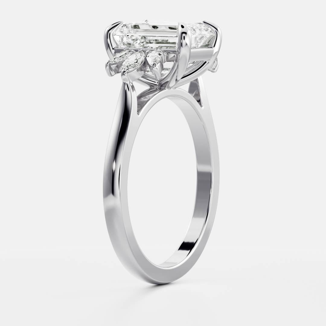 Cluster- 2.1 CT Emerald Moissanite Engagement Ring