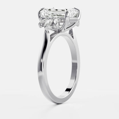 Cluster- 2.1 CT Emerald Moissanite Engagement Ring