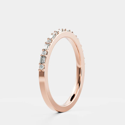 Half Eternity- 0.20 CT Oval Moissanite Wedding Band