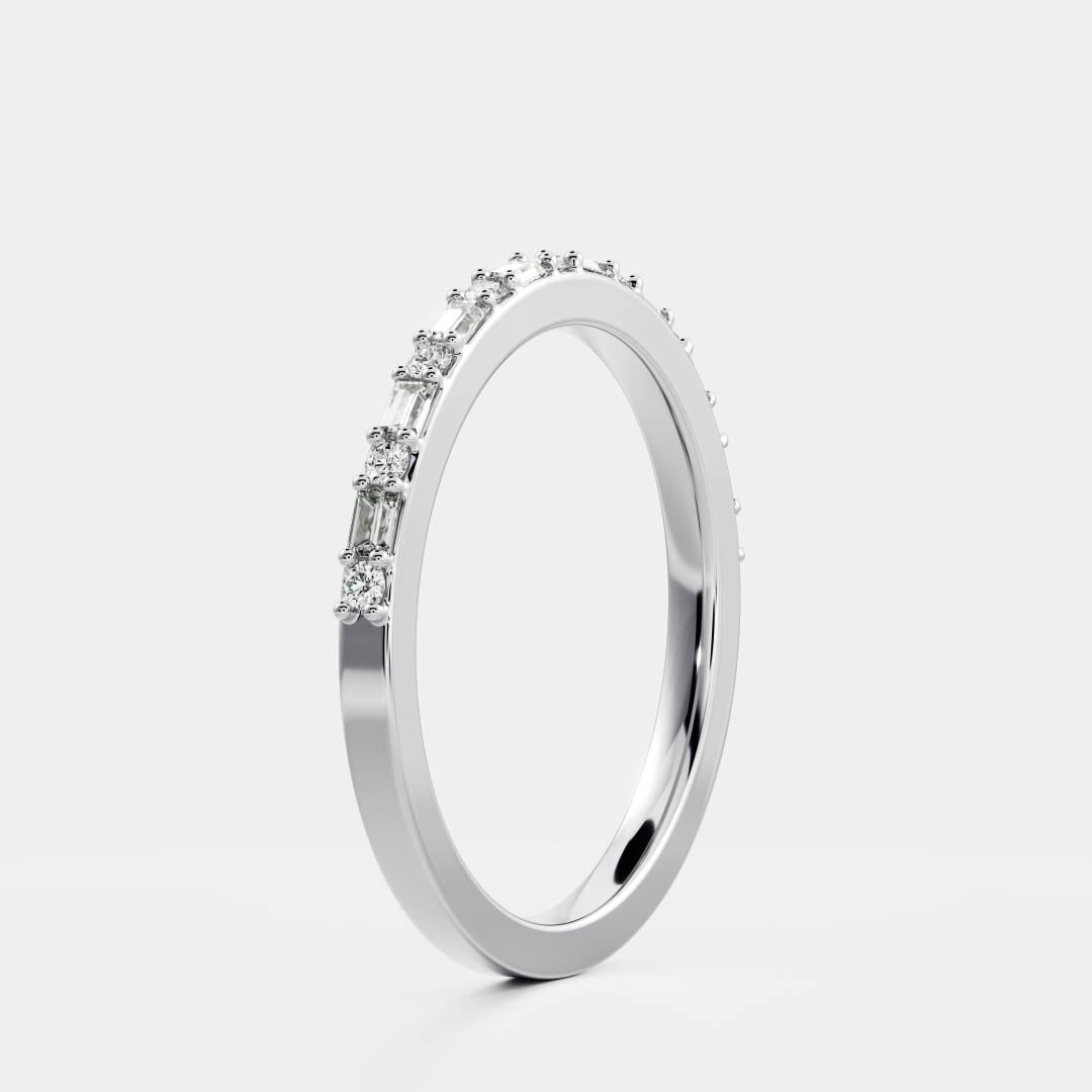 Half Eternity- 0.20 CT Oval Moissanite Wedding Band