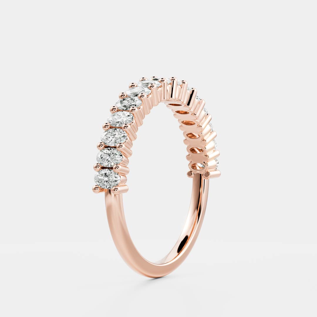 Half Eternity- 0.20 CT Oval Moissanite Wedding Band