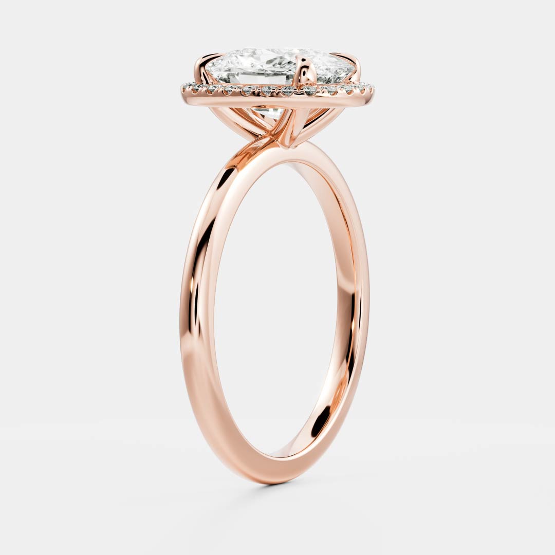 Halo-2.0 CT Elongated Cushion Moissanite Engagement Ring