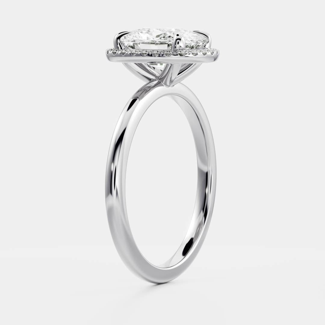 Halo-2.0 CT Elongated Cushion Moissanite Engagement Ring