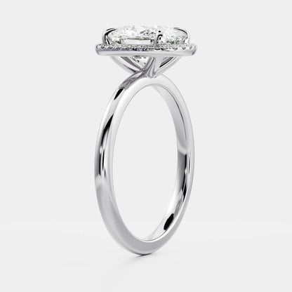 Halo-2.0 CT Elongated Cushion Moissanite Engagement Ring