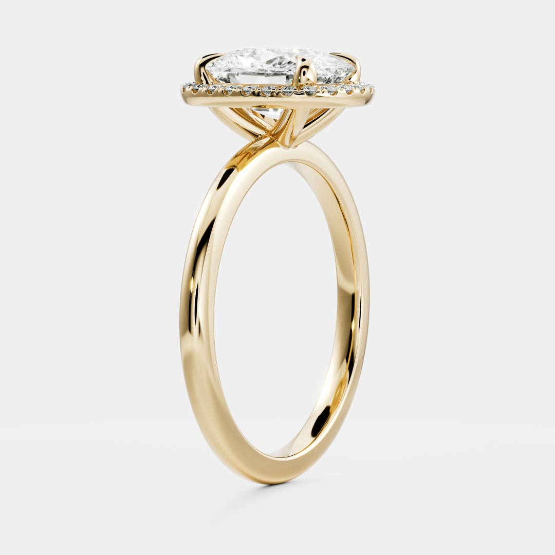 Halo-2.0 CT Elongated Cushion Moissanite Engagement Ring