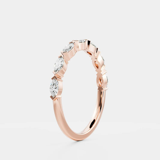 East West Half Eternity- 0.35 CT Marquise Moissanite Wedding Band