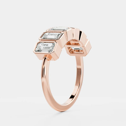 Half Eternity Bezel- 0.45 CT Emerald Moissanite Wedding Band