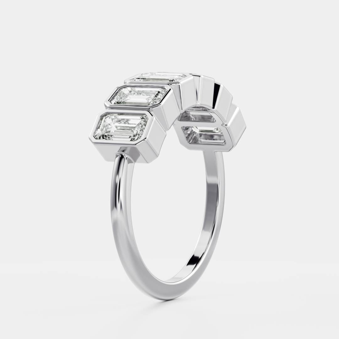 Half Eternity Bezel- 0.45 CT Emerald Moissanite Wedding Band