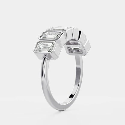 Half Eternity Bezel- 0.45 CT Emerald Moissanite Wedding Band