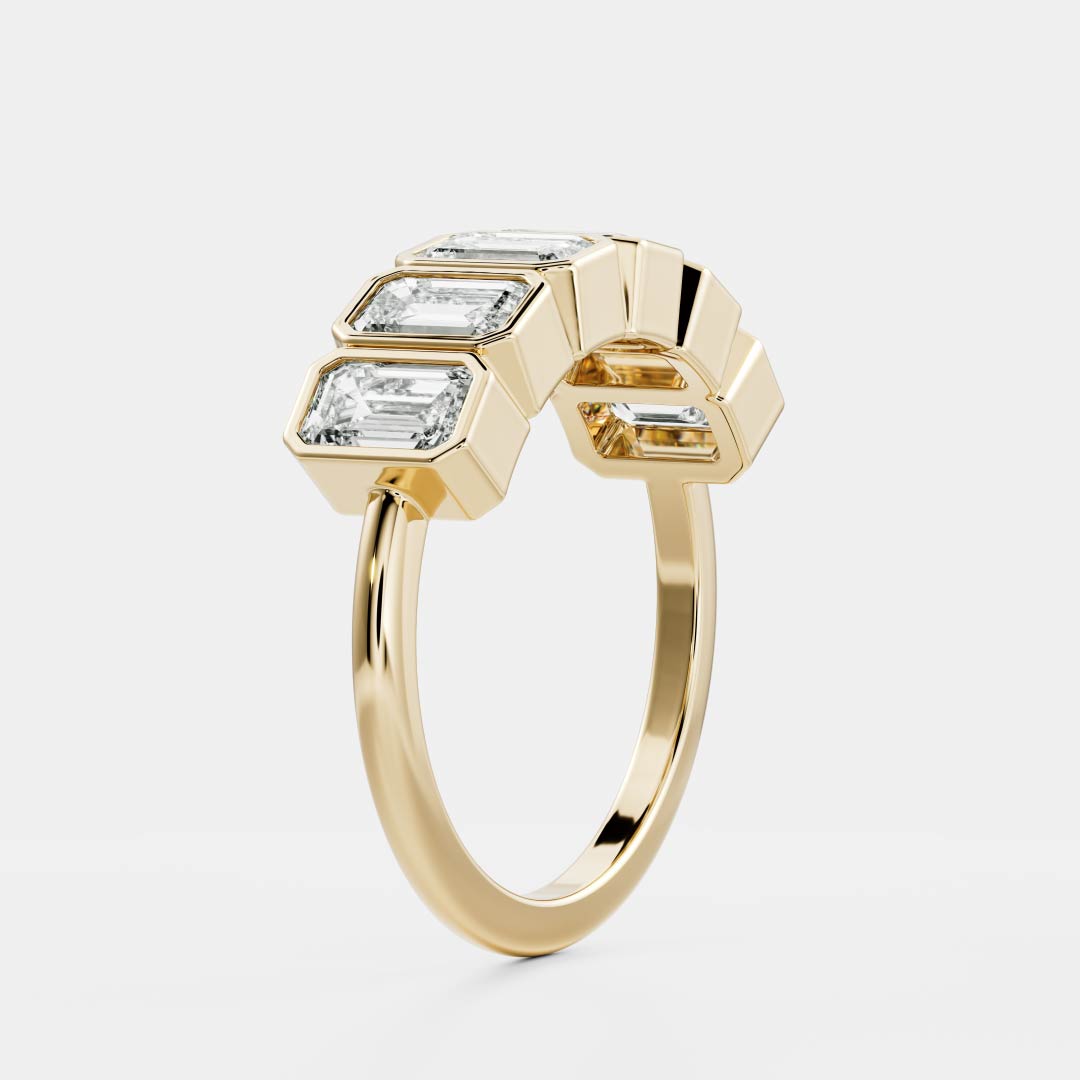 Half Eternity Bezel- 0.45 CT Emerald Moissanite Wedding Band