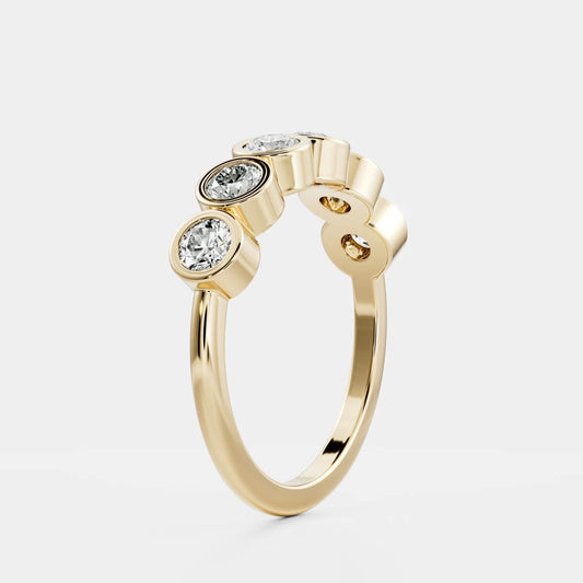 Half Eternity Bezel- 0.19 CT Round Moissanite Wedding Band