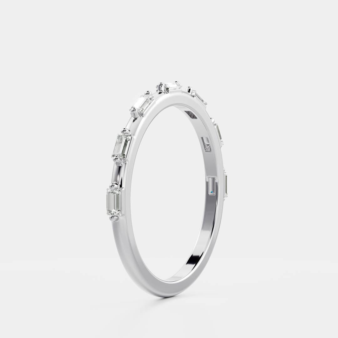 East West Half Eternity- 0.65 CT Baguette Moissanite Wedding Band