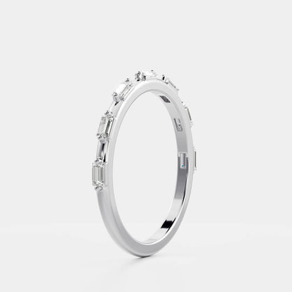 East West Half Eternity- 0.65 CT Baguette Moissanite Wedding Band