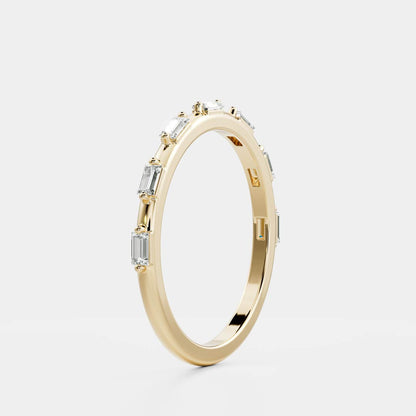East West Half Eternity- 0.65 CT Baguette Moissanite Wedding Band