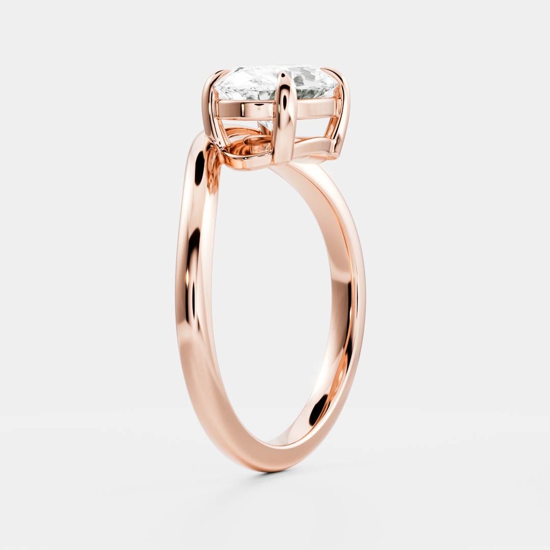 East West Solitaire Curved Shank-Oval Lab Grown Diamond Engagement Ring