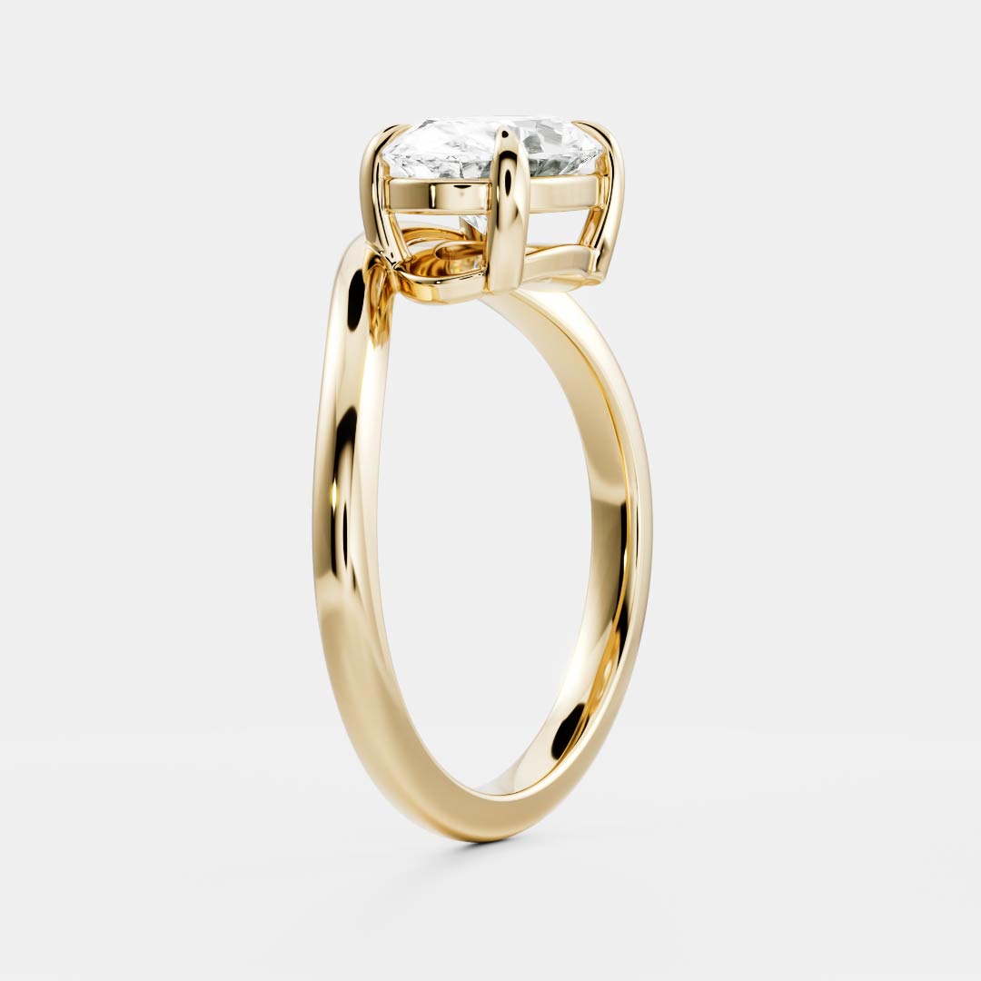 East West Solitaire Curved Shank-Oval Lab Grown Diamond Engagement Ring