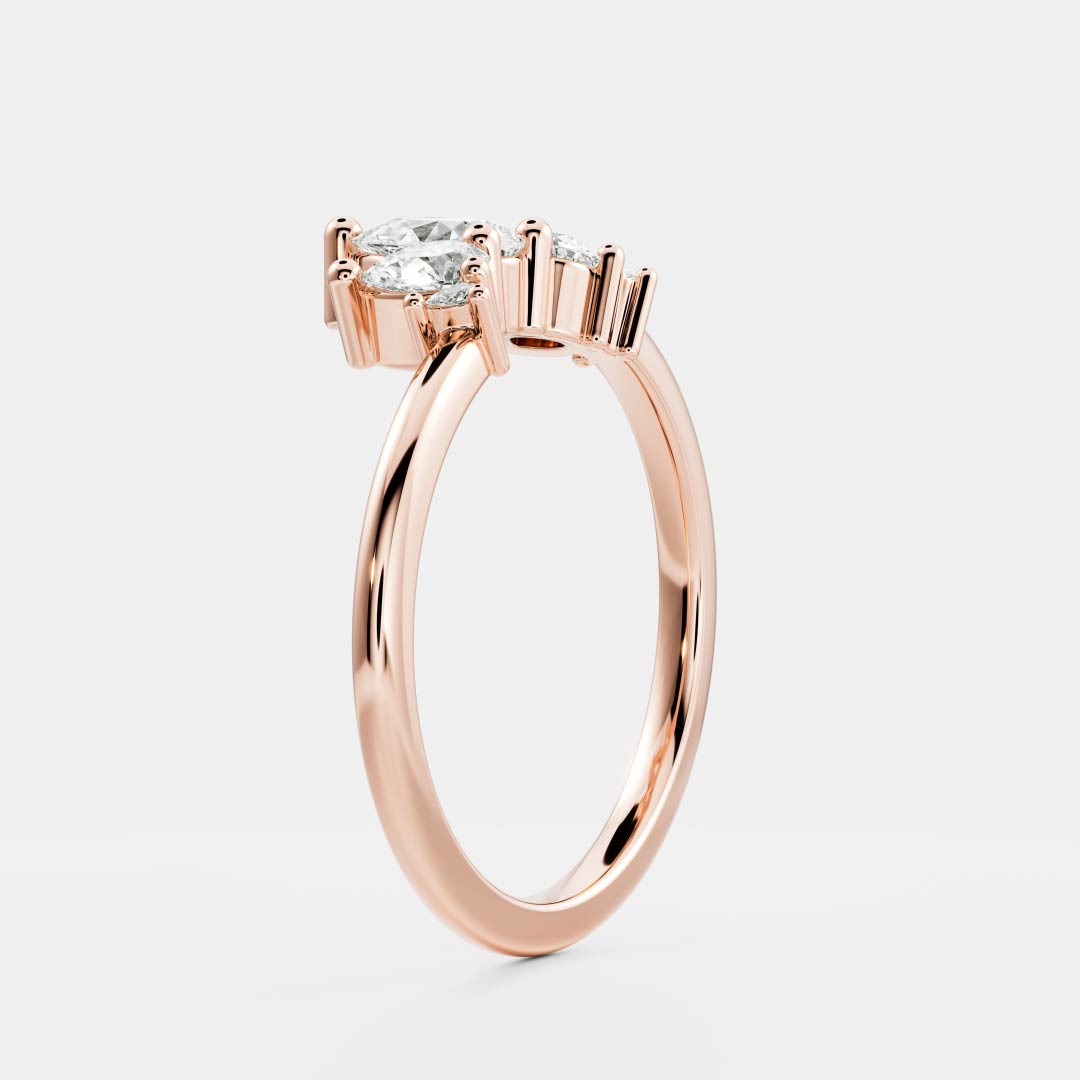 Half Eternity- 0.20 CT Oval Moissanite Wedding Band