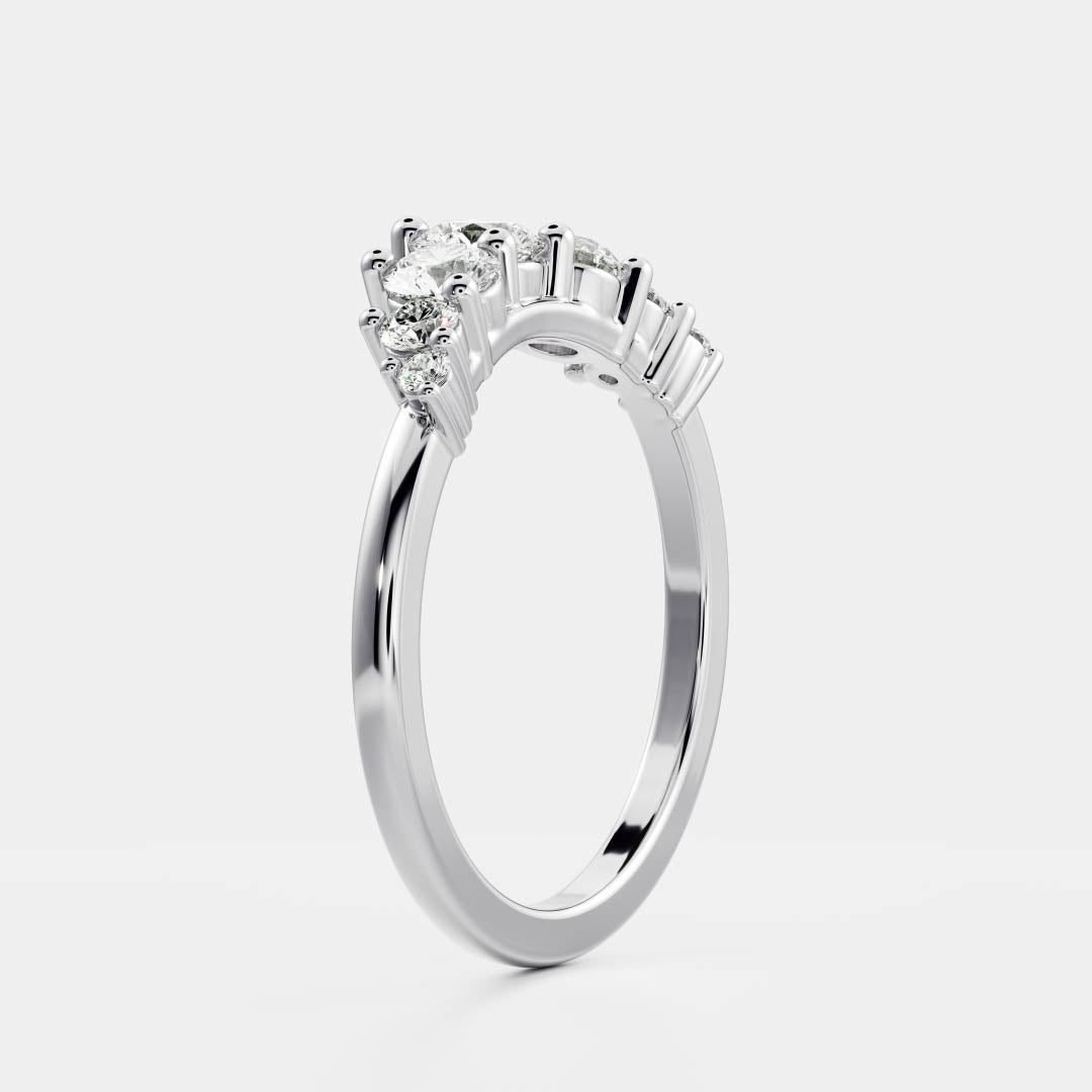 Half Eternity- 0.20 CT Oval Moissanite Wedding Band